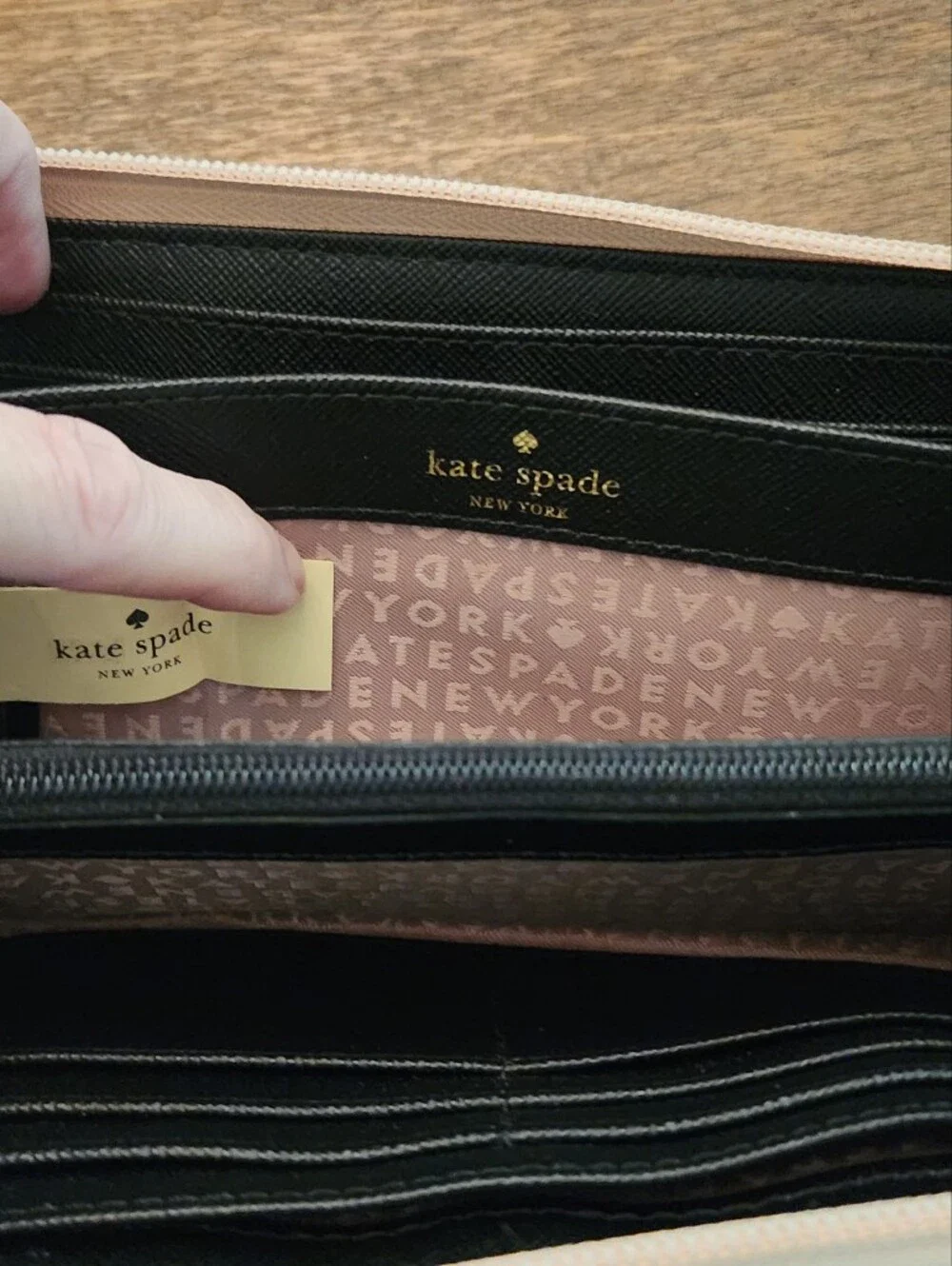 Kate Spade glitter zip-around wallet in rose gold Like NEW UNUSED